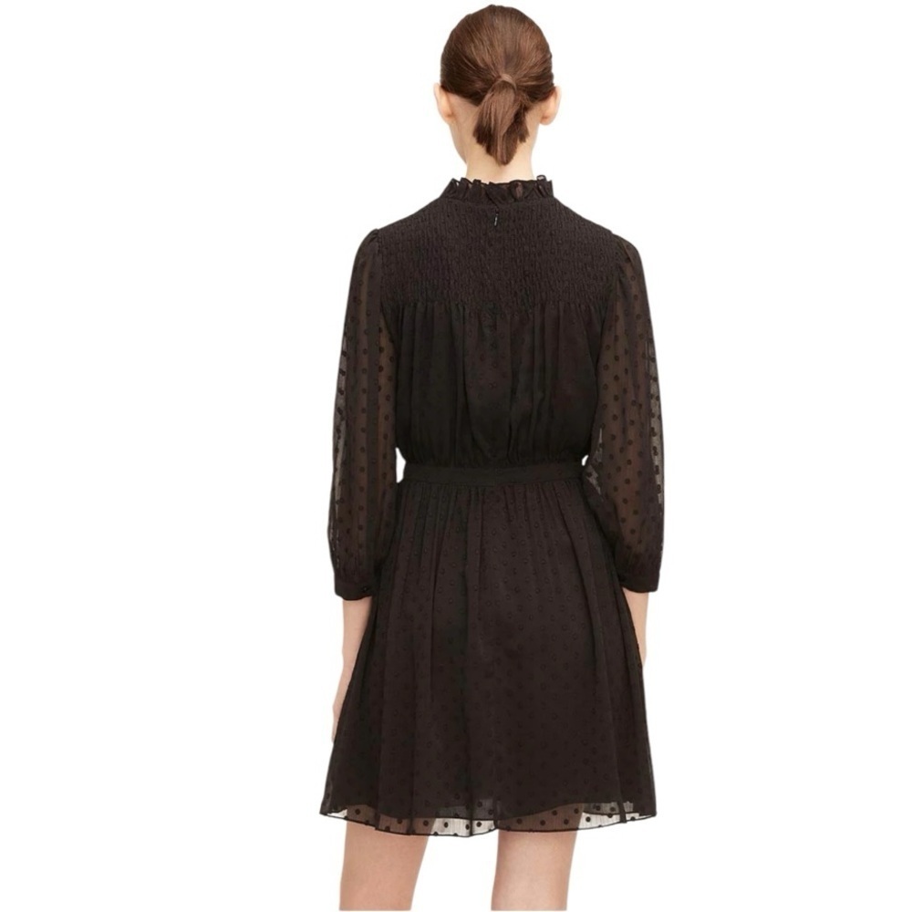 REBECCA TAYLOR Clip Dot Shirt Mini Dress Black Size 16 NEW - Picture 7 of 9
